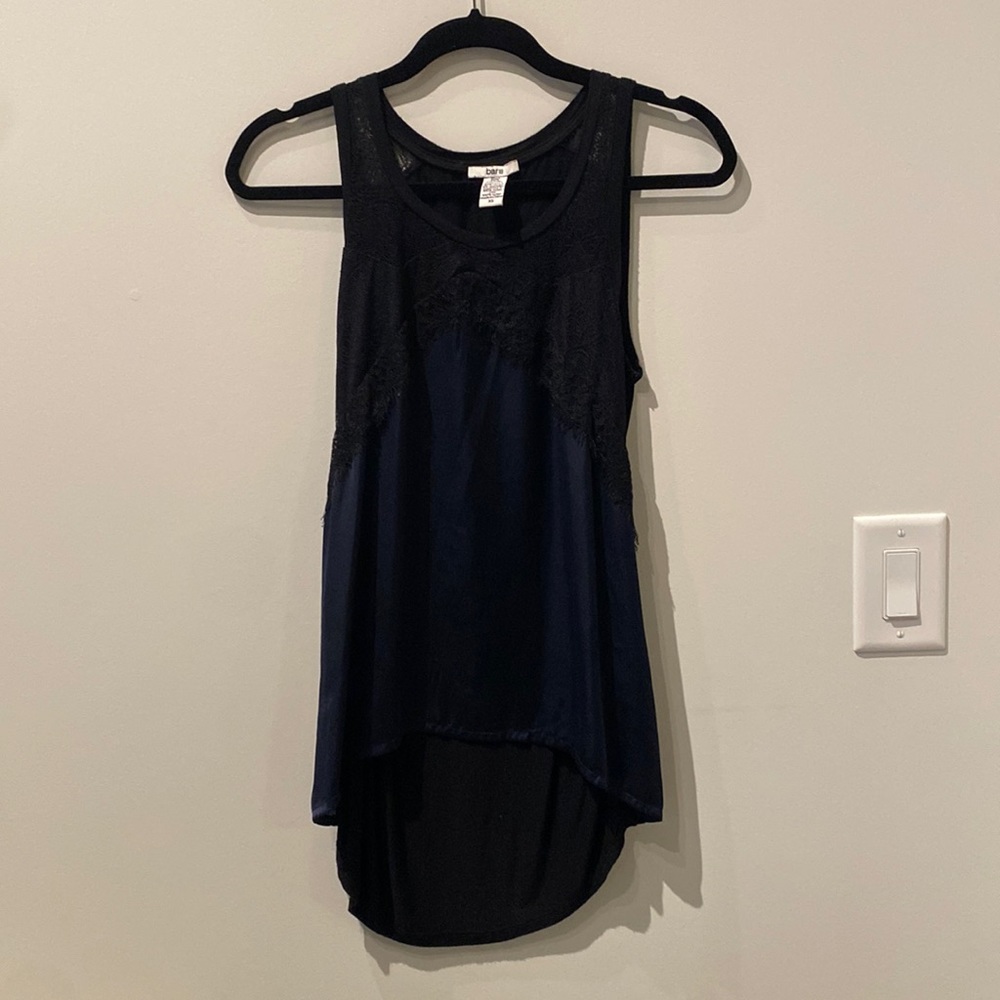 Navy and black tank with lace